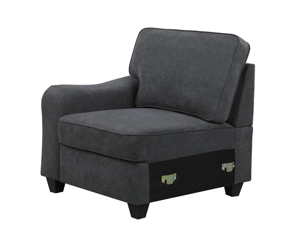 Leo Dark Gray Woven 6 Seater Sofa and Ottoman