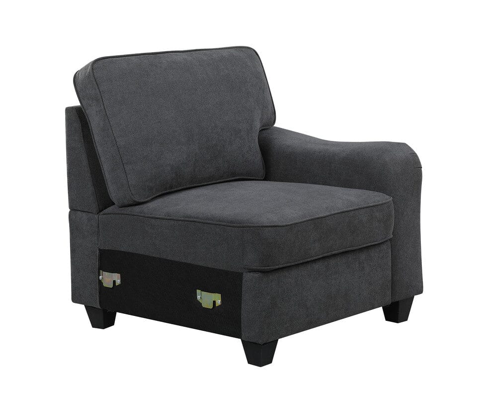 Leo Dark Gray Woven 6 Seater Sofa and Ottoman