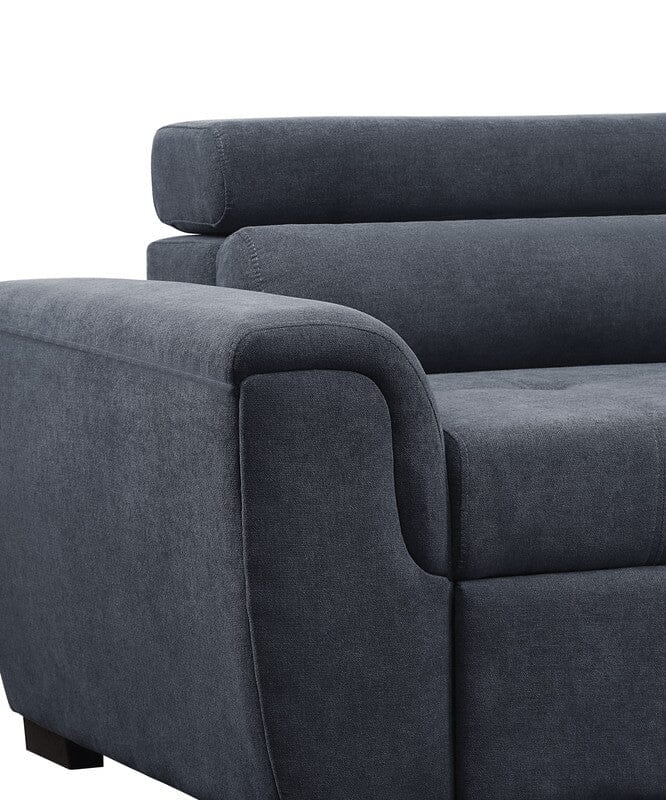 Haris Dark Gray Fabric Sleeper Sofa Sectional with Adjustable Headrest and Storage Ottoman