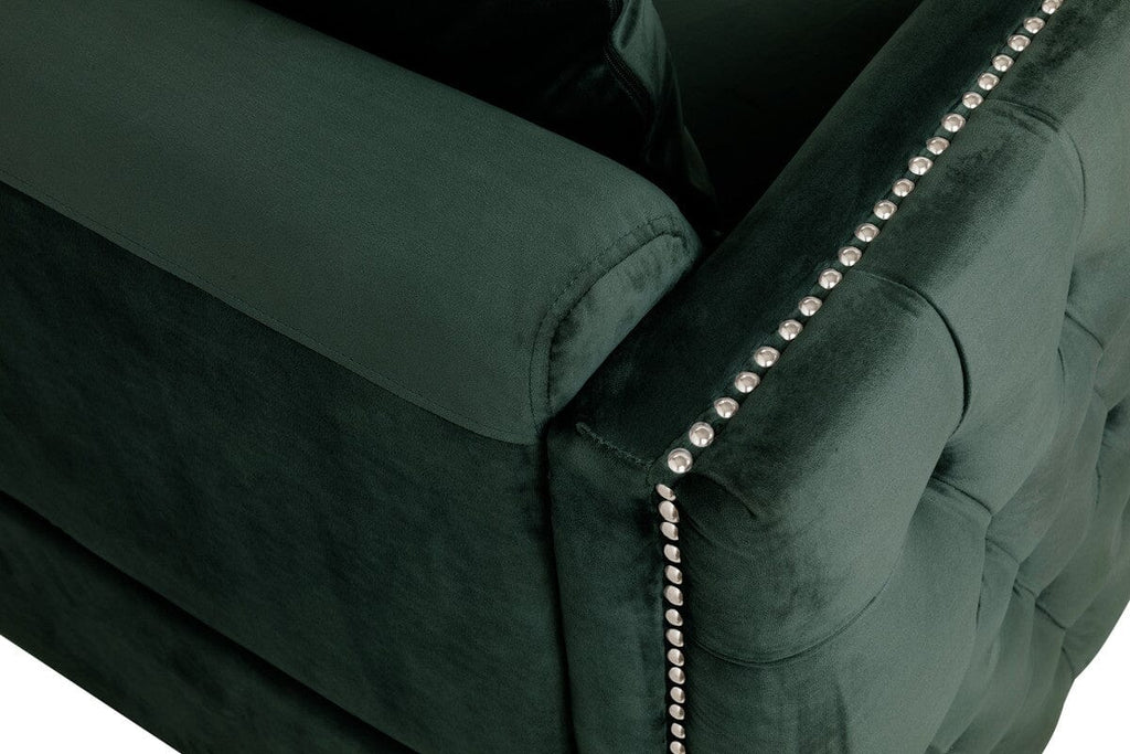Bayberry Green Velvet Sofa with 3 Pillows