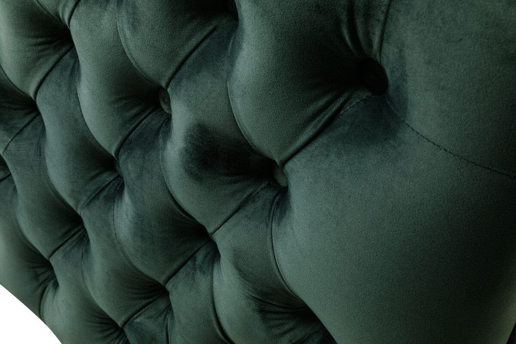 Bayberry Green Velvet Sofa with 3 Pillows