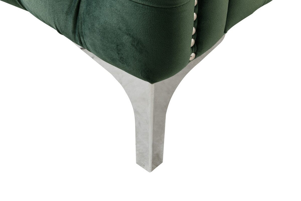 Bayberry Green Velvet Sofa with 3 Pillows