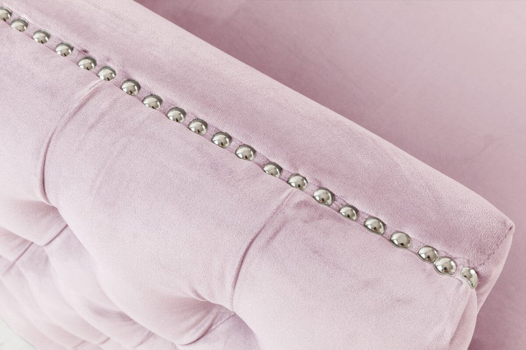 Bayberry Pink Velvet Sofa with 3 Pillows