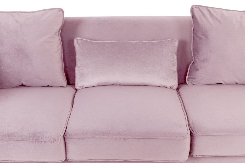 Bayberry Pink Velvet Sofa with 3 Pillows