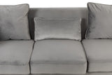 Bayberry Gray Velvet Sofa with 3 Pillows