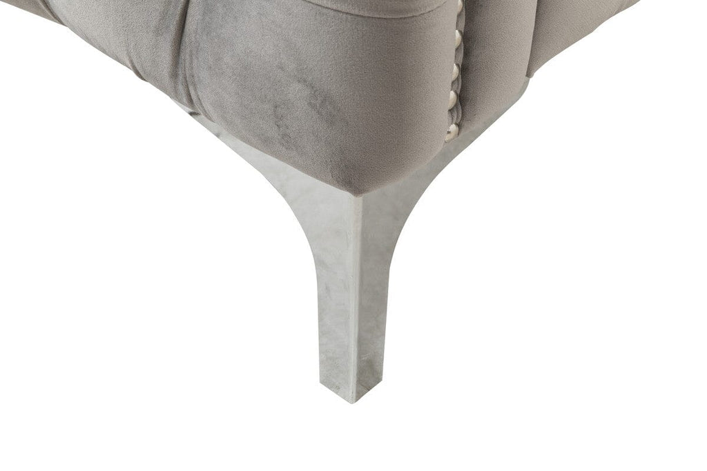 Bayberry Gray Velvet Sofa with 3 Pillows