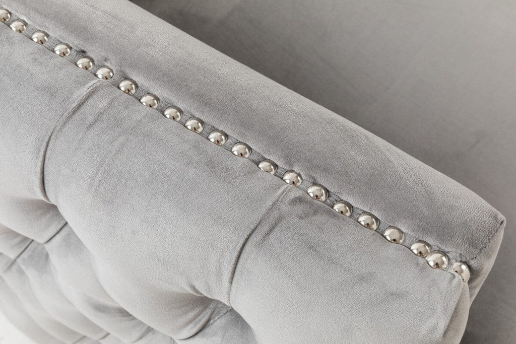 Bayberry Gray Velvet Sofa with 3 Pillows