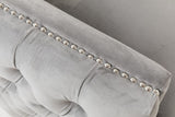 Bayberry Gray Velvet Sofa with 3 Pillows