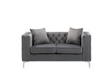 Lorreto Gray Velvet Fabric Sofa Loveseat Chair Living Room Set