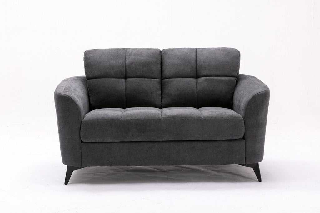Callie Gray Woven Fabric Sofa Loveseat Chair Living Room Set