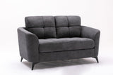 Callie Gray Woven Fabric Sofa Loveseat Living Room Set