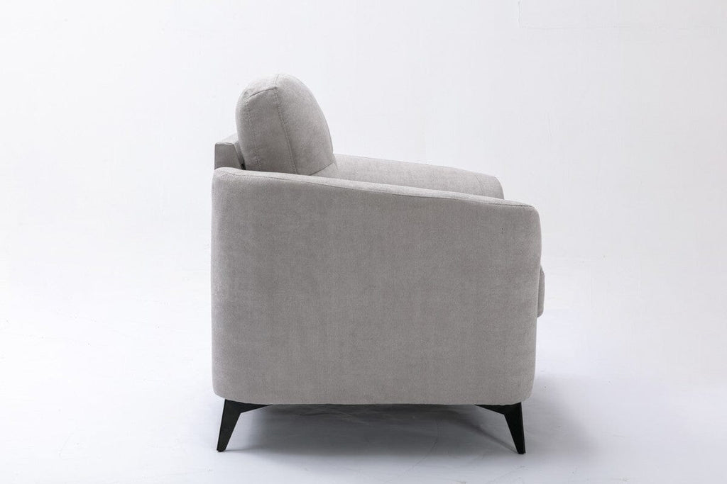 Callie Light Gray Woven Fabric Sofa Loveseat Chair Living Room Set