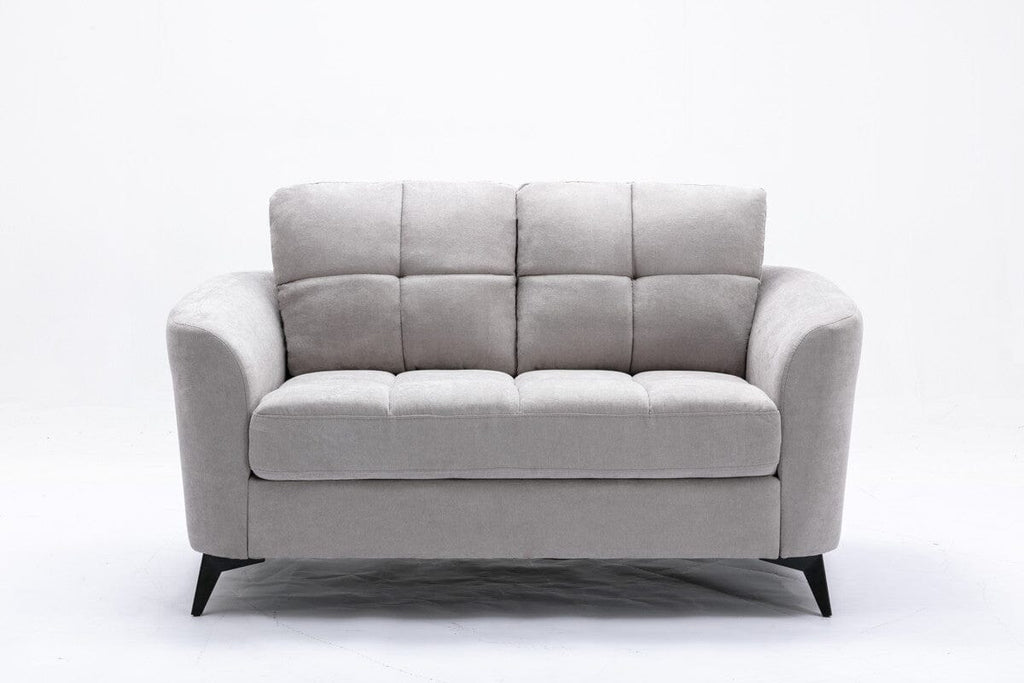 Callie Light Gray Woven Fabric Sofa Loveseat Chair Living Room Set