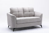 Callie Light Gray Woven Fabric Sofa Loveseat Living Room Set