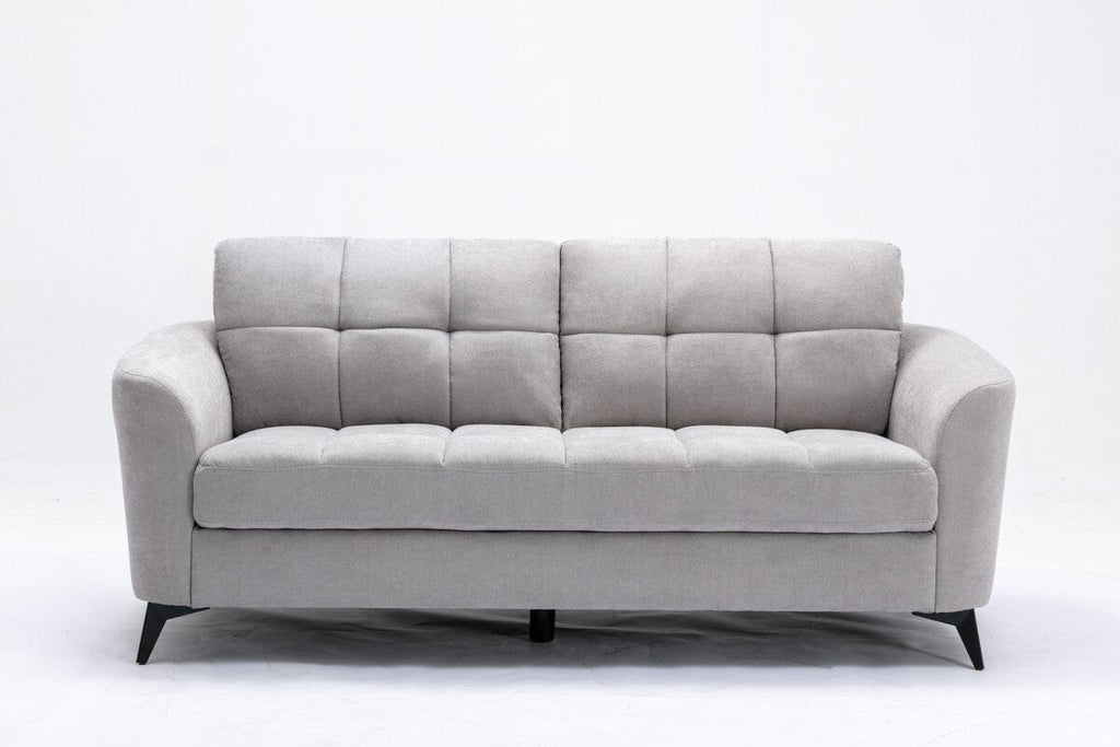 Callie Light Gray Woven Fabric Sofa Loveseat Chair Living Room Set