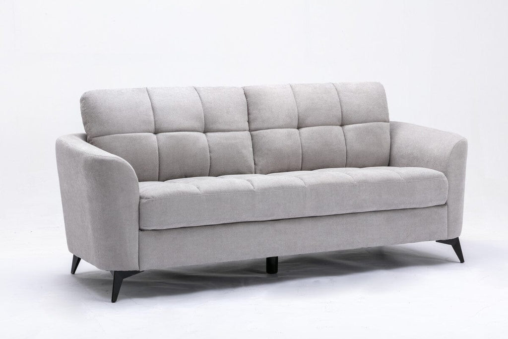 Callie Light Gray Woven Fabric Sofa Loveseat Chair Living Room Set