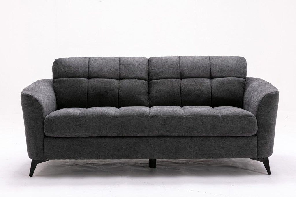Callie Gray Woven Fabric Sofa Loveseat Chair Living Room Set