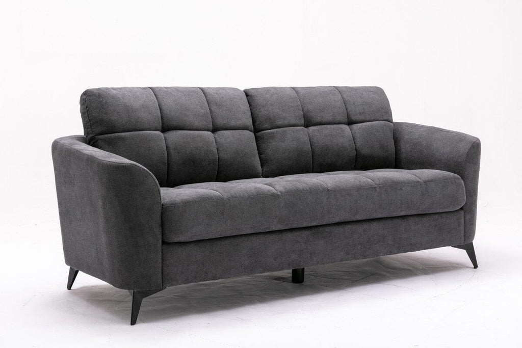 Callie Gray Woven Fabric Sofa Loveseat Chair Living Room Set