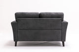 Damian Gray Woven Fabric Sofa Loveseat Living Room Set