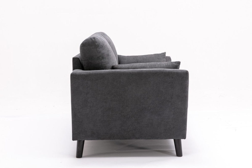 Damian Gray Woven Fabric Sofa Loveseat Living Room Set