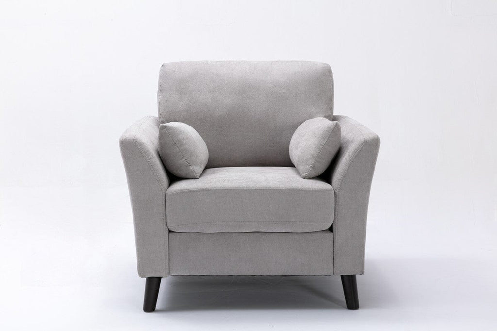 Damian Light Gray Woven Fabric Sofa Loveseat Chair Living Room Set