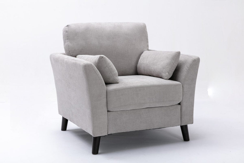 Damian Light Gray Woven Fabric Sofa Loveseat Chair Living Room Set