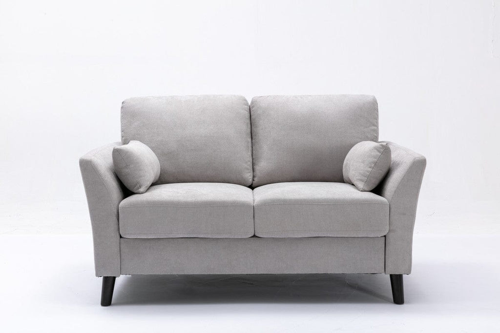 Damian Light Gray Woven Fabric Sofa Loveseat Chair Living Room Set