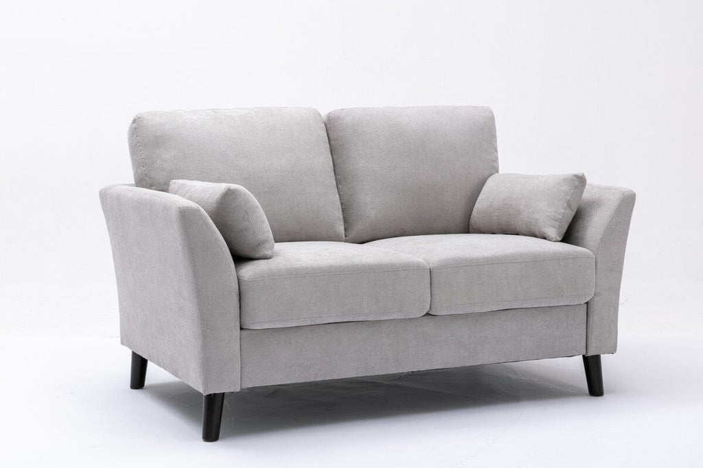 Damian Light Gray Woven Fabric Sofa Loveseat Chair Living Room Set