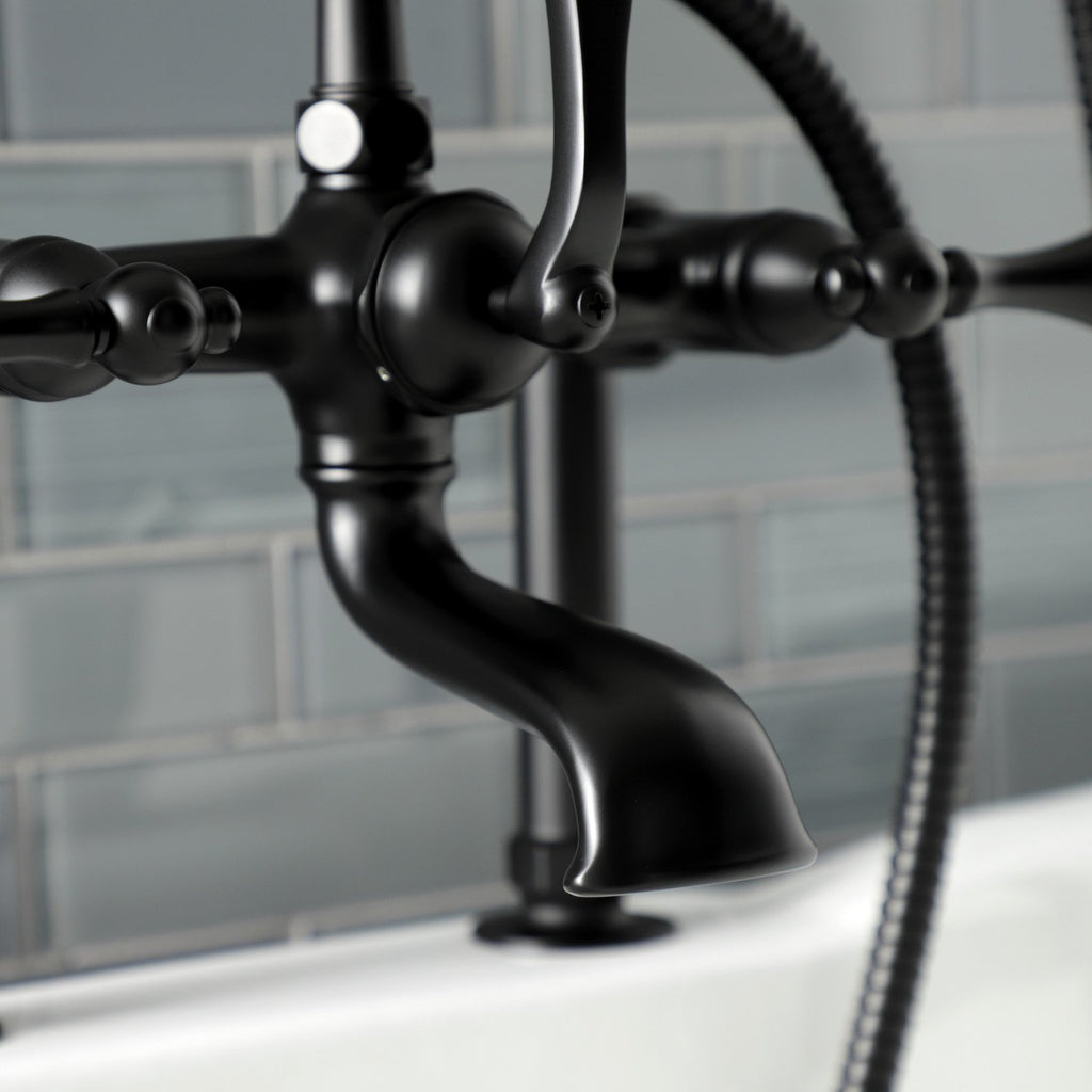 Aqua Vintage Three-Handle 2-Hole Deck-Mount Clawfoot Tub Faucet with Hand Shower