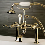 Royale Three-Handle 2-Hole Deck Mount Clawfoot Tub Faucet with Hand Shower