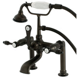 Tudor Three-Handle 2-Hole Deck Mount Clawfoot Tub Faucet with Hand Shower
