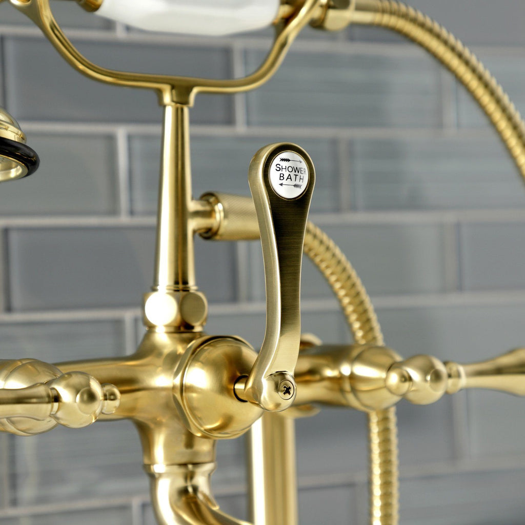 Aqua Vintage Three-Handle 2-Hole Deck-Mount Clawfoot Tub Faucet with Hand Shower