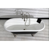 Aqua Vintage Three-Handle 2-Hole Deck Mount Clawfoot Tub Faucet with Hand Shower