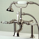 Wilshire Three-Handle 2-Hole Deck Mount Clawfoot Tub Faucet with Hand Shower