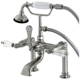 Wilshire Three-Handle 2-Hole Deck Mount Clawfoot Tub Faucet with Hand Shower