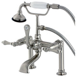 Aqua Vintage Three-Handle 2-Hole Deck Mount Clawfoot Tub Faucet with Hand Shower