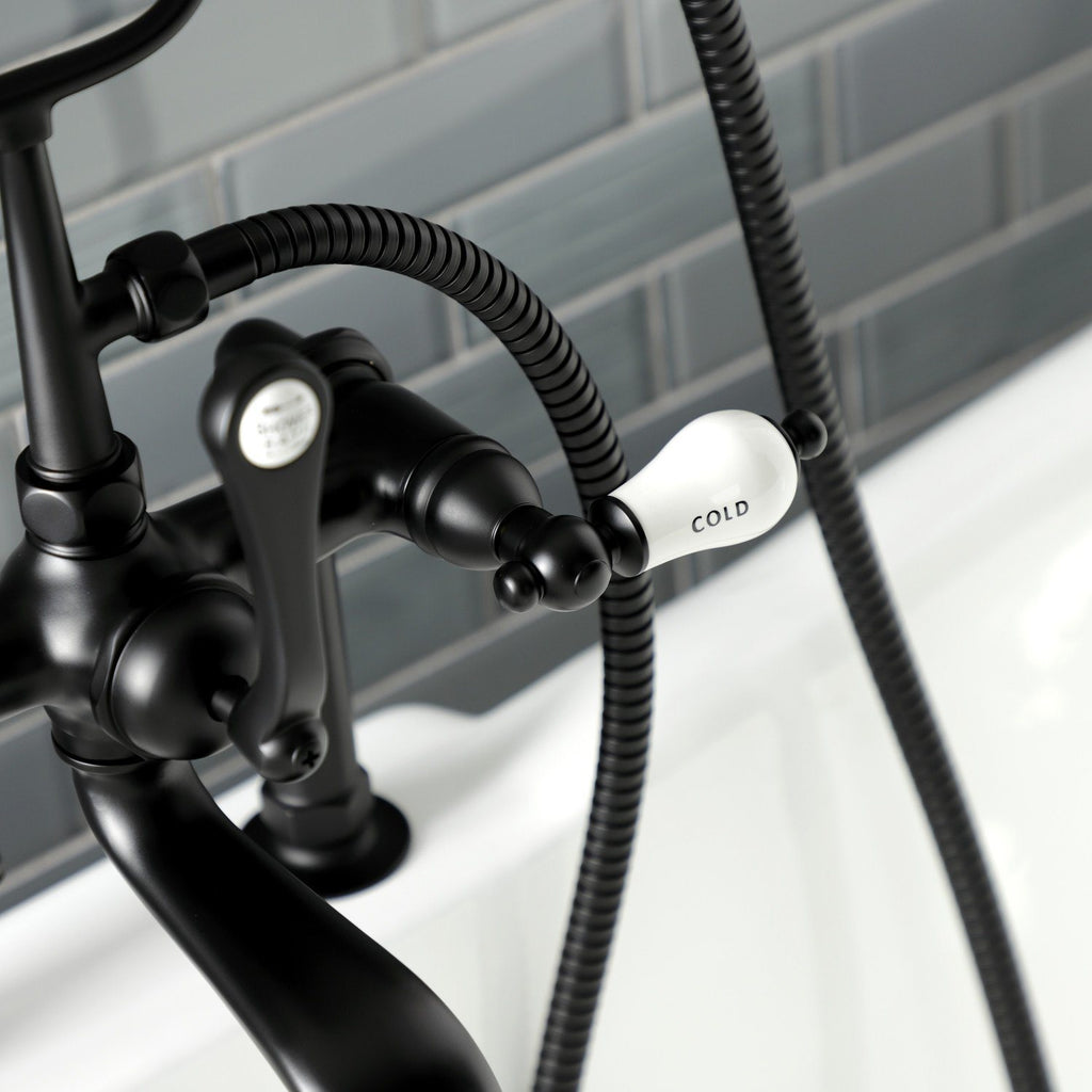 Aqua Vintage Three-Handle 2-Hole Deck-Mount Clawfoot Tub Faucet with Hand Shower
