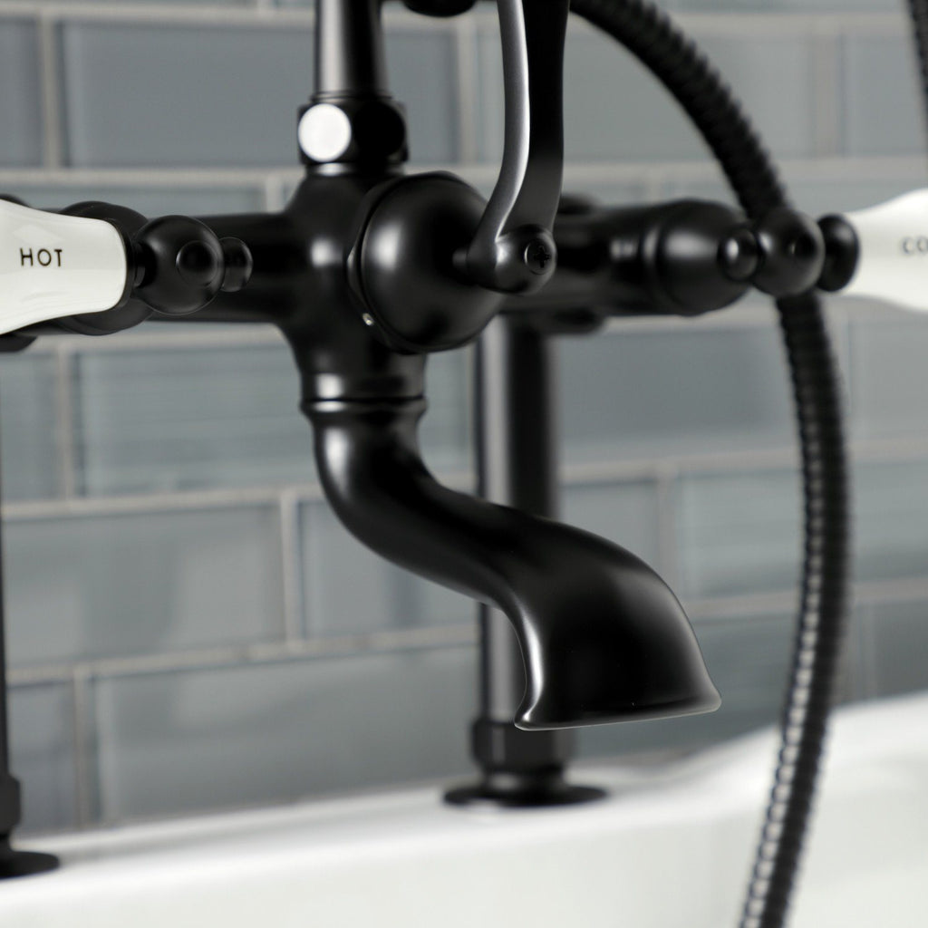 Aqua Vintage Three-Handle 2-Hole Deck-Mount Clawfoot Tub Faucet with Hand Shower