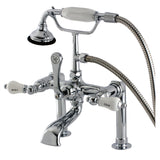 Aqua Vintage Three-Handle 2-Hole Deck Mount Clawfoot Tub Faucet with Hand Shower