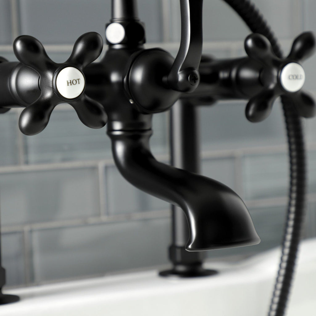 Aqua Vintage Three-Handle 2-Hole Deck-Mount Clawfoot Tub Faucet with Hand Shower