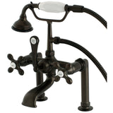 Aqua Vintage Three-Handle 2-Hole Deck Mount Clawfoot Tub Faucet with Hand Shower