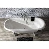Aqua Vintage Three-Handle 2-Hole Deck-Mount Clawfoot Tub Faucet with Hand Shower