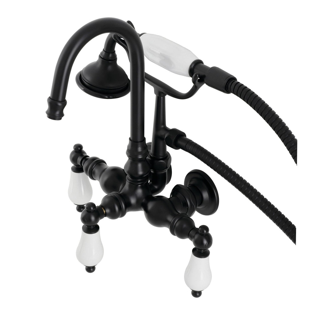 Aqua Vintage Three-Handle 2-Hole Tub Wall Mount Clawfoot Tub Faucet with Hand Shower