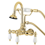 Aqua Vintage Three-Handle 2-Hole Tub Wall Mount Clawfoot Tub Faucet with Hand Shower