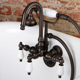 Aqua Vintage Three-Handle 2-Hole Tub Wall Mount Clawfoot Tub Faucet with Hand Shower