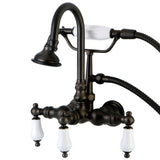 Aqua Vintage Three-Handle 2-Hole Tub Wall Mount Clawfoot Tub Faucet with Hand Shower