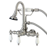 Aqua Vintage Three-Handle 2-Hole Tub Wall Mount Clawfoot Tub Faucet with Hand Shower