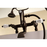 Aqua Vintage Three-Handle 2-Hole Deck Mount Clawfoot Tub Faucet with Hand Shower