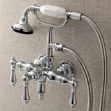 Aqua Vintage Three-Handle 2-Hole Tub Wall Mount Clawfoot Tub Faucet with Hand Shower
