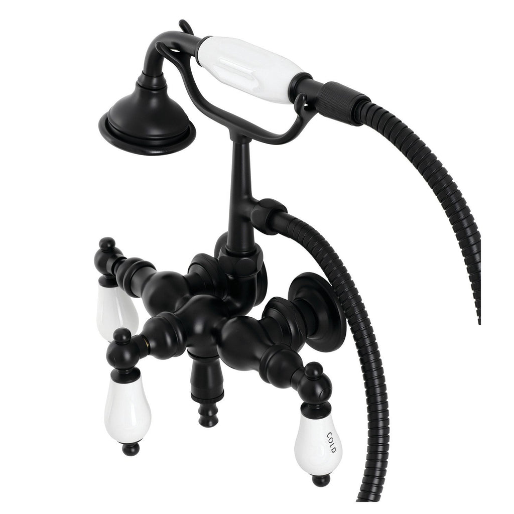 Aqua Vintage Three-Handle 2-Hole Tub Wall Mount Clawfoot Tub Faucet with Hand Shower